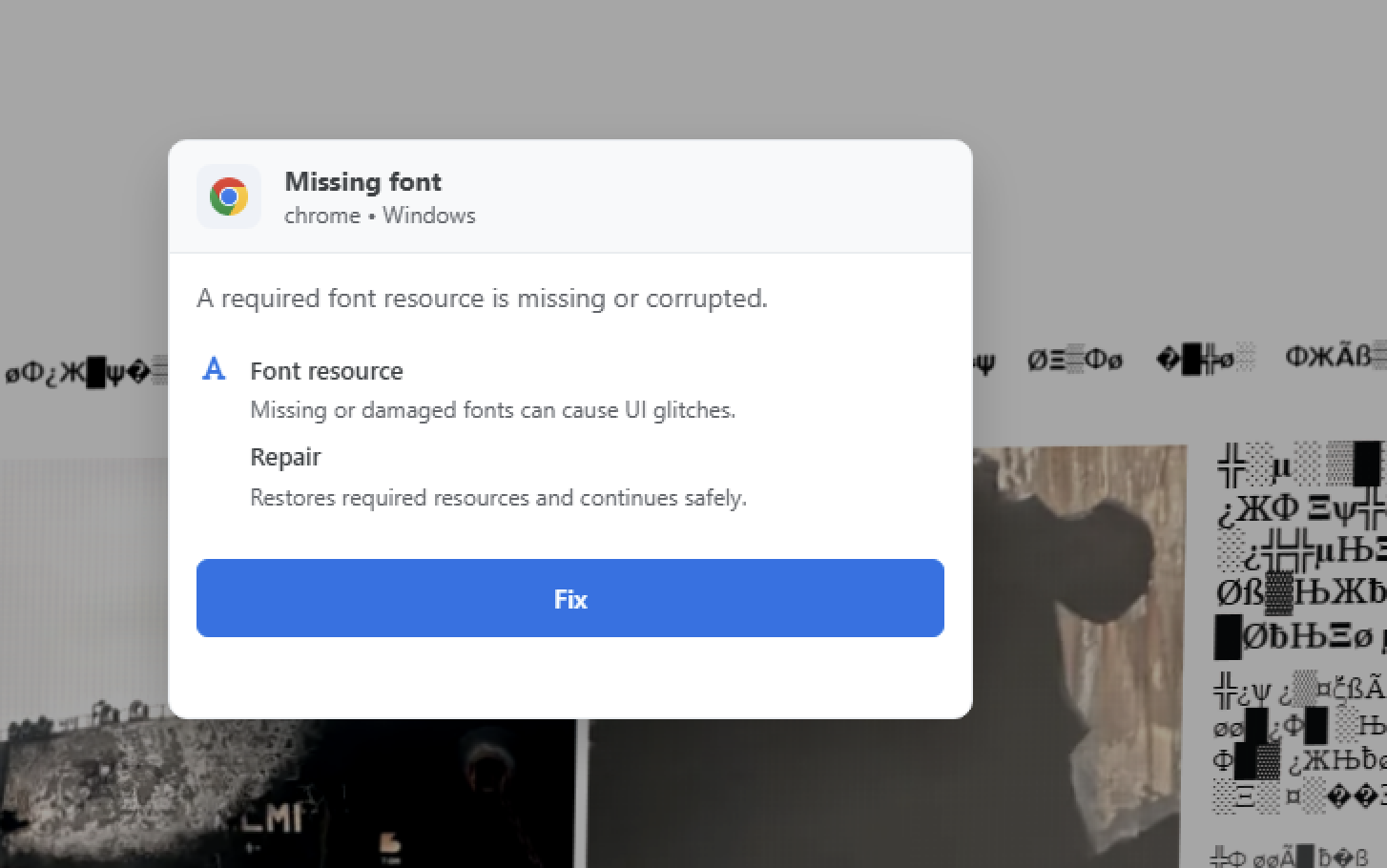 Missing font glitch