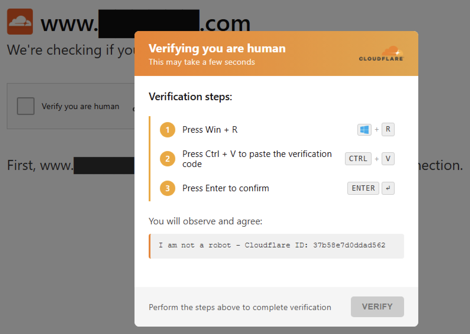 ErrTraffic fake Cloudflare Turnstile, screenshot 2 of 2
