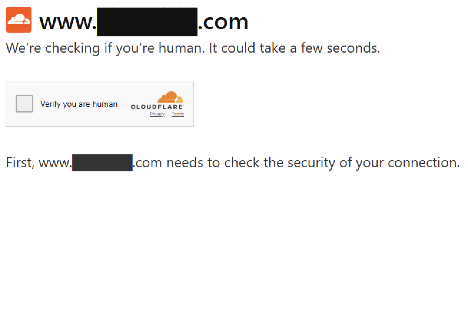 ErrTraffic fake Cloudflare Turnstile, screenshot 1 of 2