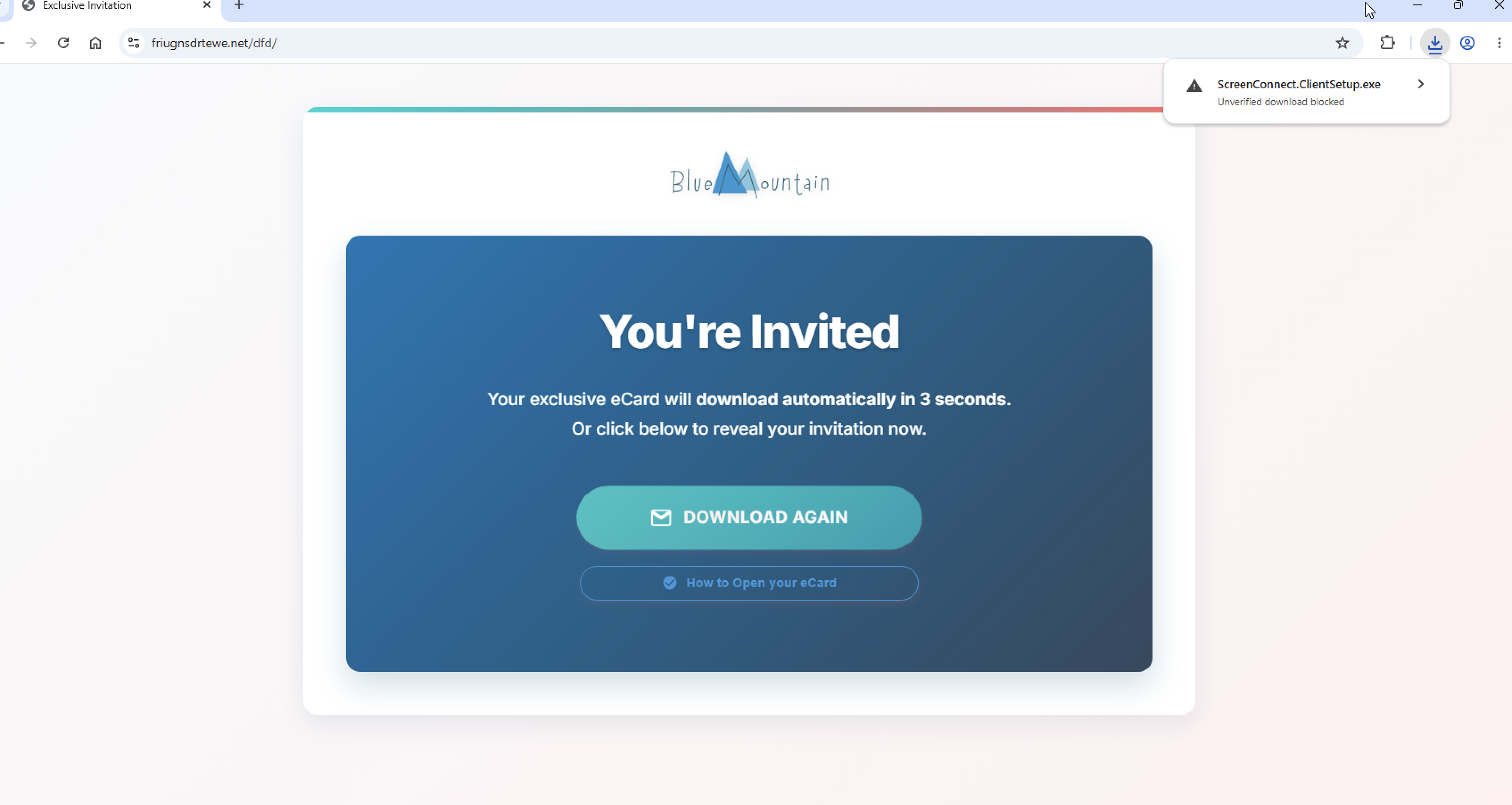 Fake invitation RMM downloader
